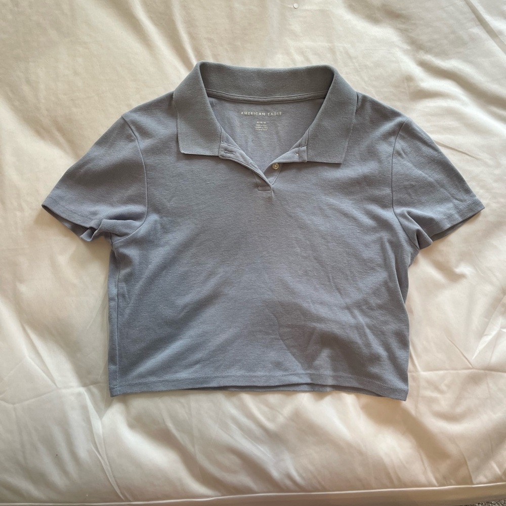 Light blue collared baby tee